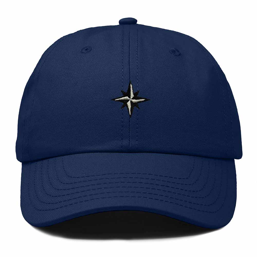Dalix Star Embroidered Adjustable Cotton Twill Nautical Dad Hat for Men in Navy Blue