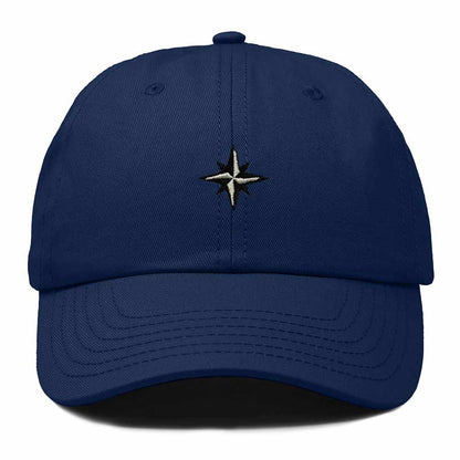 Dalix Star Embroidered Adjustable Cotton Twill Nautical Dad Hat for Men in Navy Blue