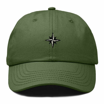 Dalix Star Embroidered Adjustable Cotton Twill Nautical Dad Hat for Men in Olive