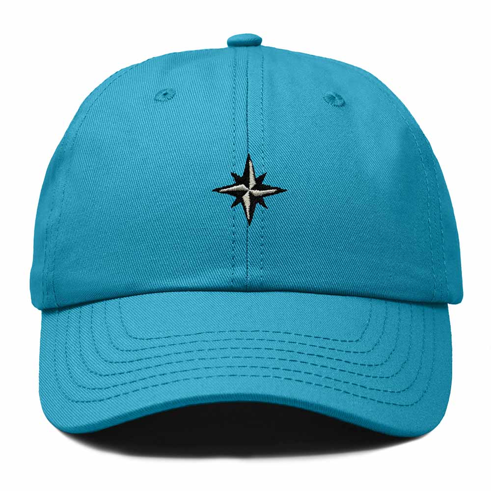 Dalix Star Embroidered Adjustable Cotton Twill Nautical Dad Hat for Men in Teal