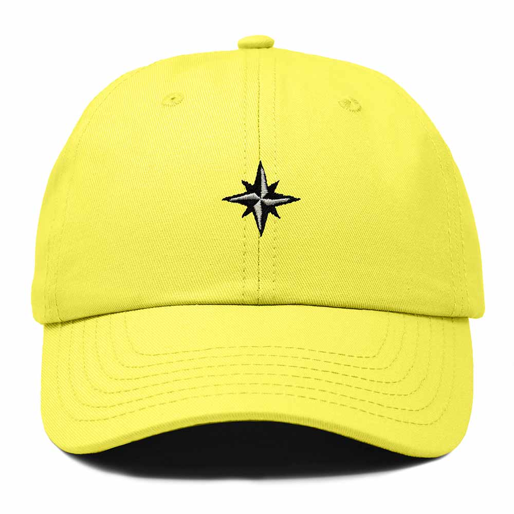 Dalix Star Embroidered Adjustable Cotton Twill Nautical Dad Hat for Men in Yellow
