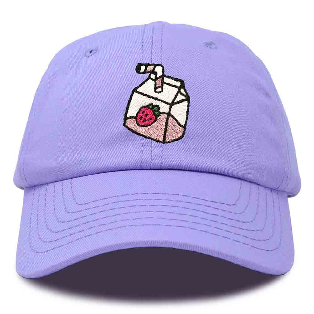 Dalix Strawberry Milk Embroidered Womens Cotton Dad Hat Baseball Cap in Lavender