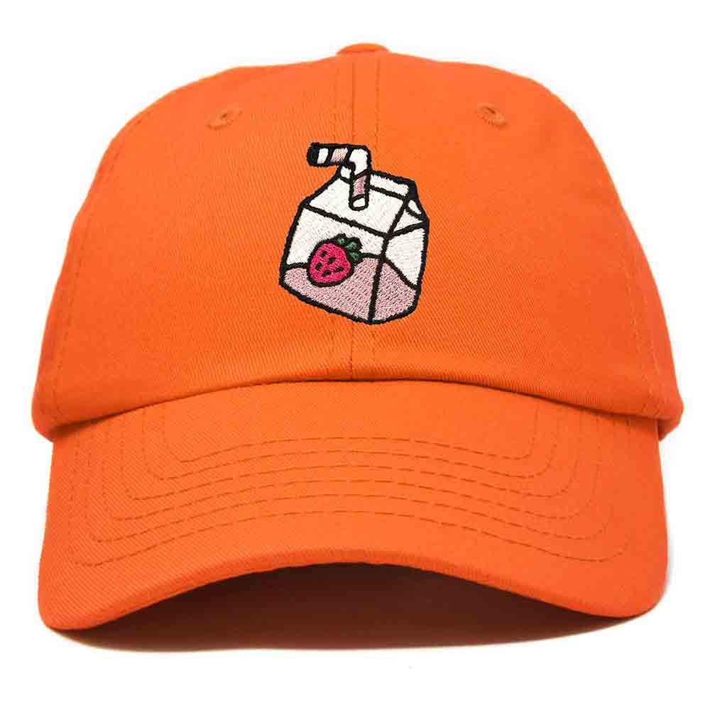 Dalix Strawberry Milk Embroidered Womens Cotton Dad Hat Baseball Cap in Orange