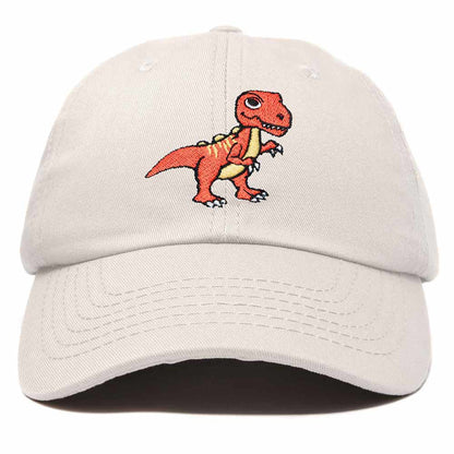 Dalix T-Rex Embroidered Mens Cotton Dad Hat Baseball Cap in Beige