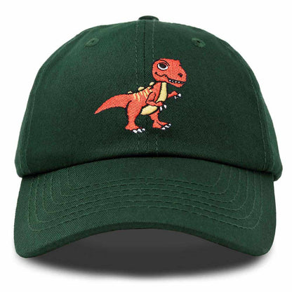 Dalix T-Rex Embroidered Mens Cotton Dad Hat Baseball Cap in Dark Green