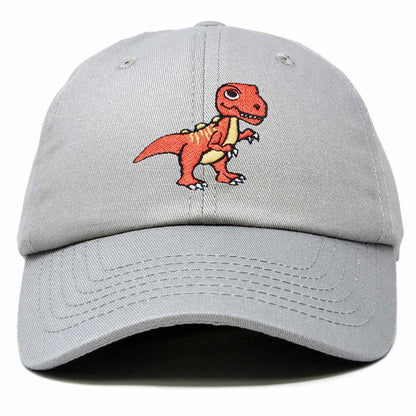 Dalix T-Rex Embroidered Mens Cotton Dad Hat Baseball Cap in Gray