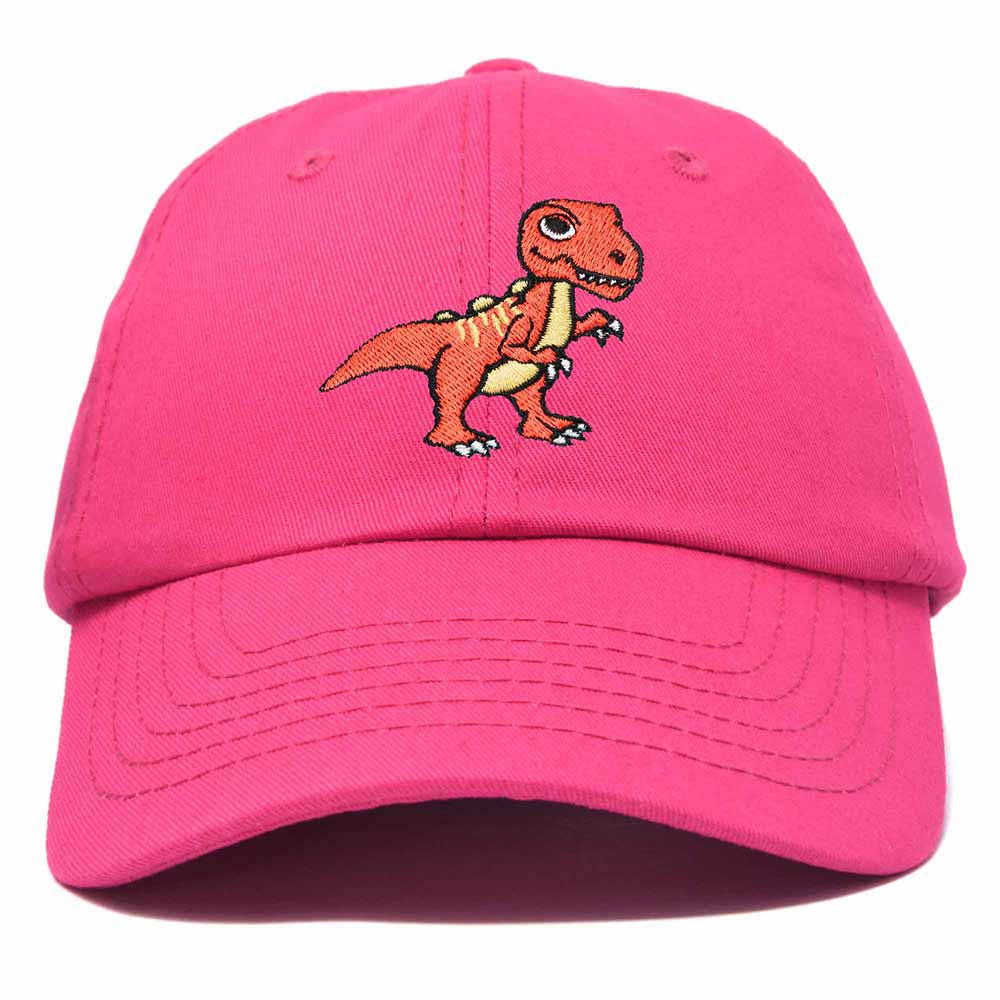 Dalix T-Rex Embroidered Mens Cotton Dad Hat Baseball Cap in Hot Pink