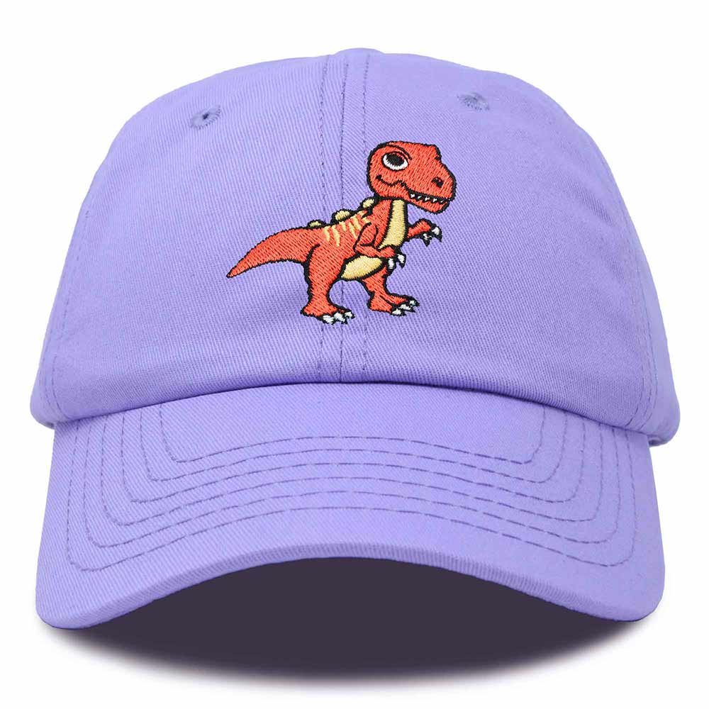Dalix T-Rex Embroidered Mens Cotton Dad Hat Baseball Cap in Lavender