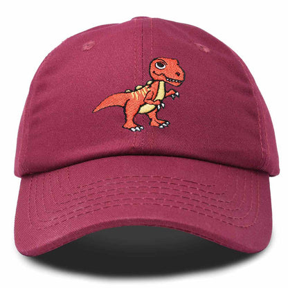 Dalix T-Rex Embroidered Mens Cotton Dad Hat Baseball Cap in Maroon