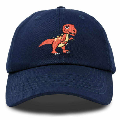 Dalix T-Rex Embroidered Mens Cotton Dad Hat Baseball Cap in Navy Blue