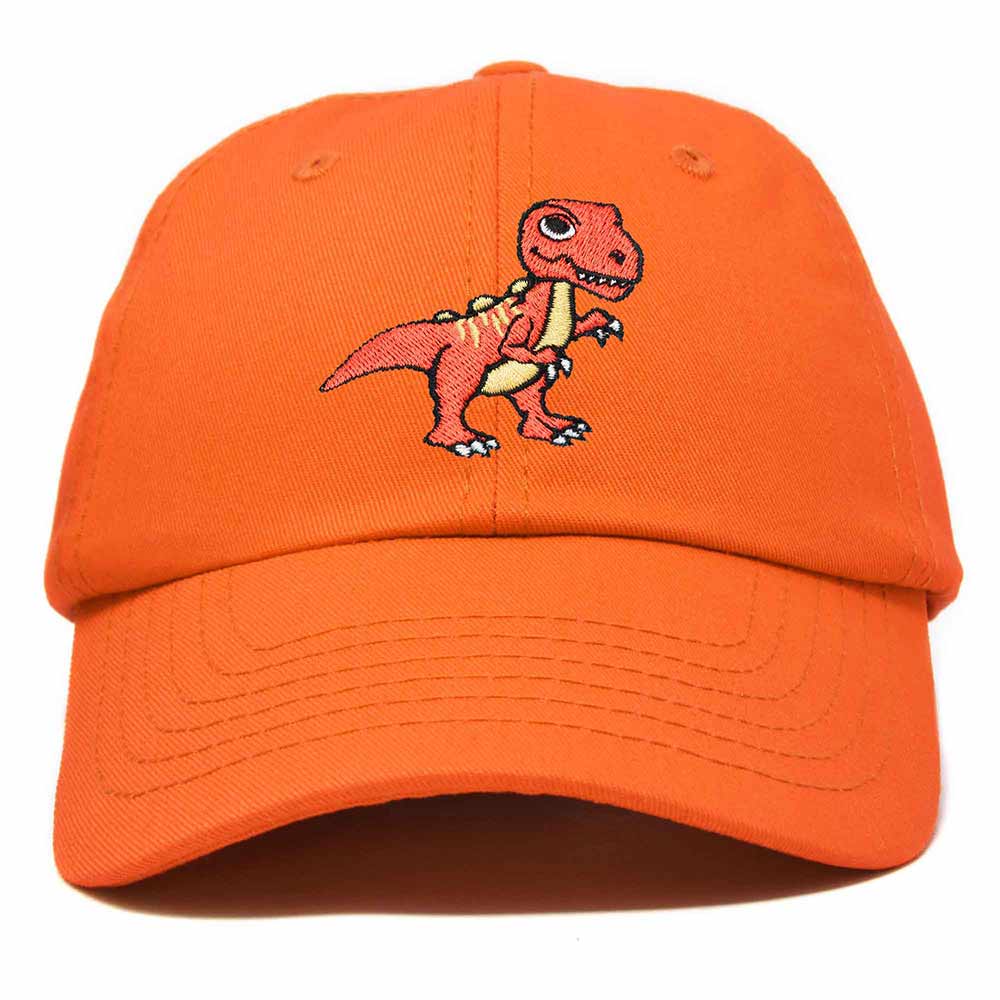 Dalix T-Rex Embroidered Mens Cotton Dad Hat Baseball Cap in Orange