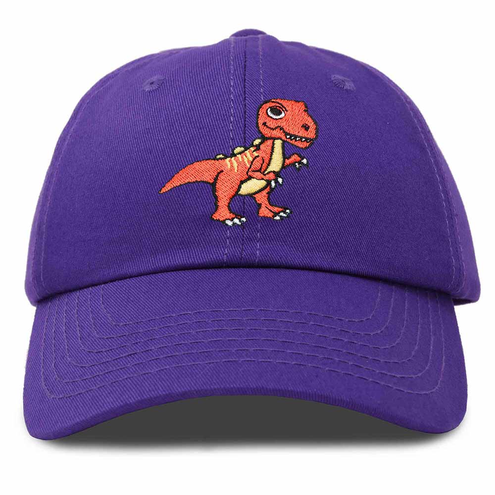 Dalix T-Rex Embroidered Mens Cotton Dad Hat Baseball Cap in Purple