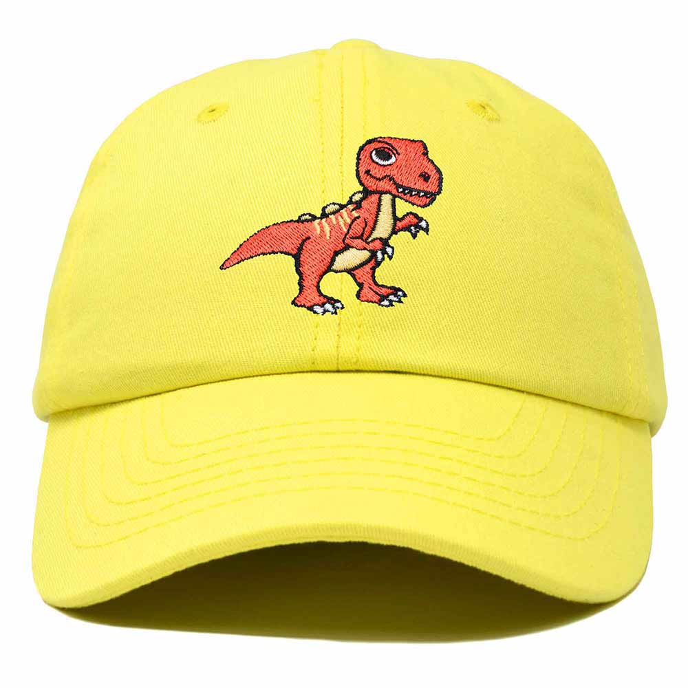 Dalix T-Rex Embroidered Mens Cotton Dad Hat Baseball Cap in Yellow