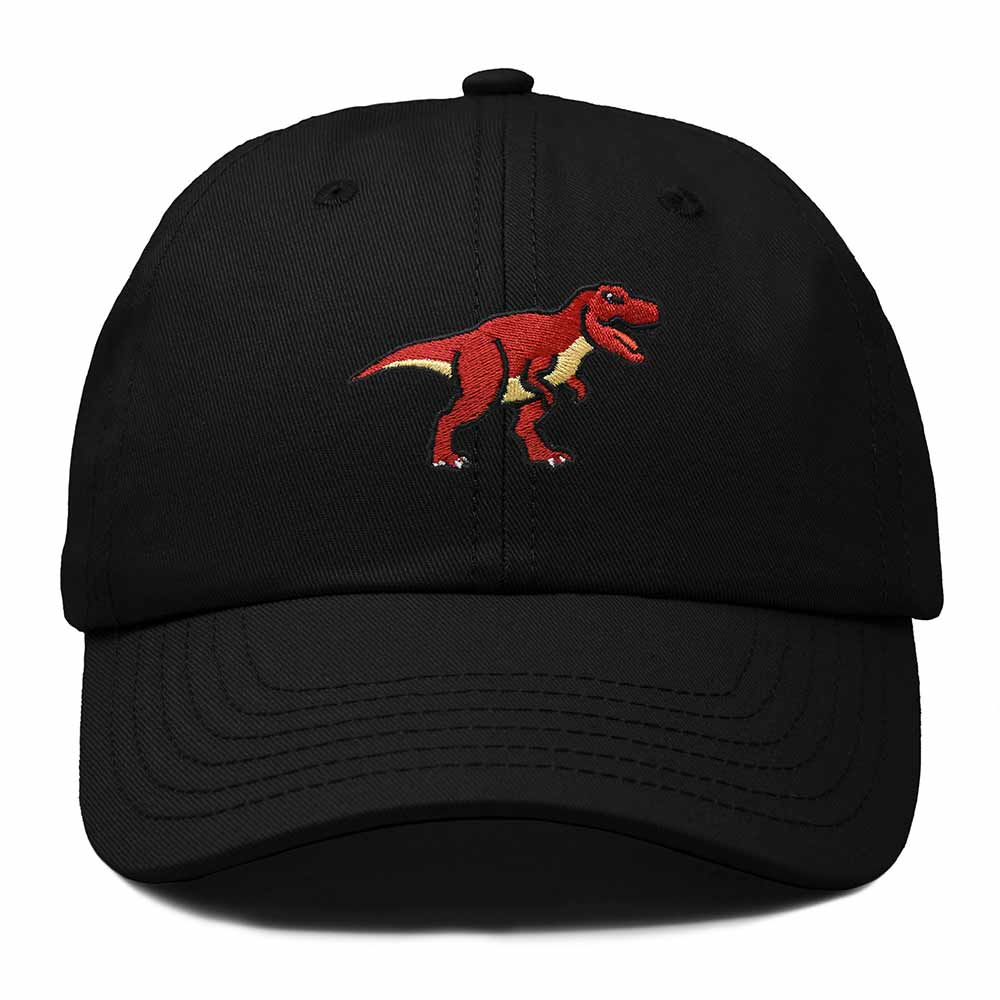 Dalix T Rex Embroidered Tyrannosaurus Dinosaur Cotton Summer Outdoor Baseball Cap Dad Hat Mens in Black