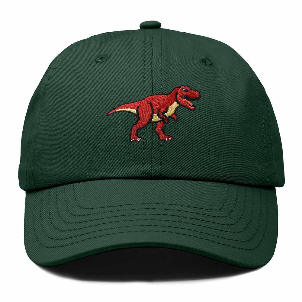 Dalix T Rex Embroidered Tyrannosaurus Dinosaur Cotton Summer Outdoor Baseball Cap Dad Hat Mens in Dark Green