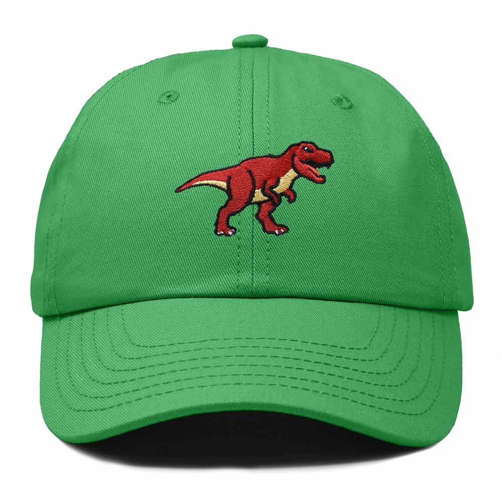 Dalix T Rex Embroidered Tyrannosaurus Dinosaur Cotton Summer Outdoor Baseball Cap Dad Hat Mens in Kelly Green