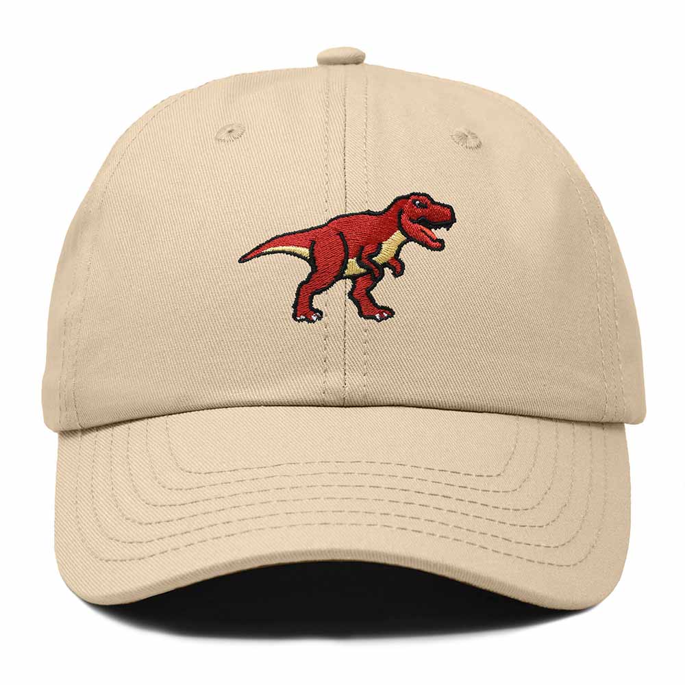 Dalix T Rex Embroidered Tyrannosaurus Dinosaur Cotton Summer Outdoor Baseball Cap Dad Hat Mens in Khaki