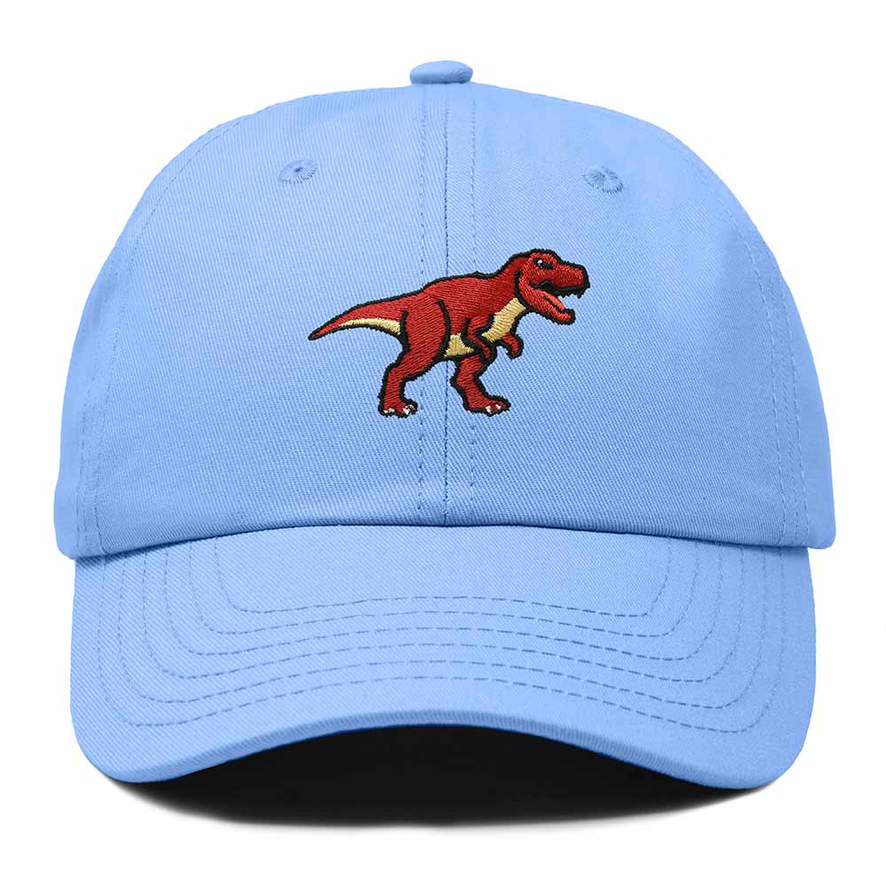 Dalix T Rex Embroidered Tyrannosaurus Dinosaur Cotton Summer Outdoor Baseball Cap Dad Hat Mens in Light Blue