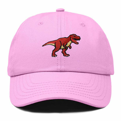 Dalix T Rex Embroidered Tyrannosaurus Dinosaur Cotton Summer Outdoor Baseball Cap Dad Hat Mens in Light Pink