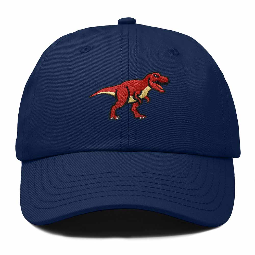 Dalix T Rex Embroidered Tyrannosaurus Dinosaur Cotton Summer Outdoor Baseball Cap Dad Hat Mens in Navy Blue
