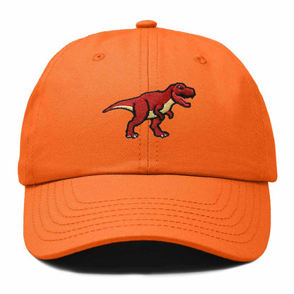 Dalix T Rex Embroidered Tyrannosaurus Dinosaur Cotton Summer Outdoor Baseball Cap Dad Hat Mens in Orange