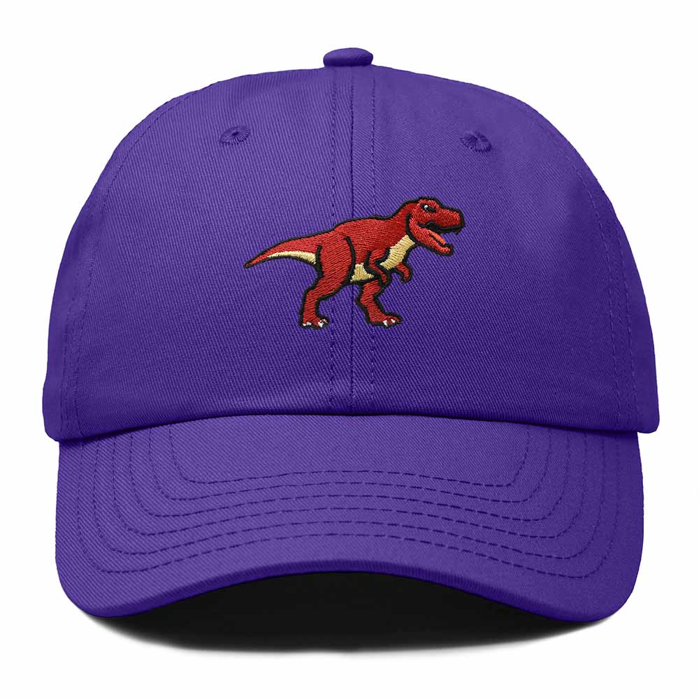 Dalix T Rex Embroidered Tyrannosaurus Dinosaur Cotton Summer Outdoor Baseball Cap Dad Hat Mens in Purple