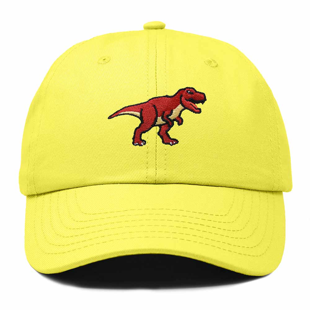 Dalix T Rex Embroidered Tyrannosaurus Dinosaur Cotton Summer Outdoor Baseball Cap Dad Hat Mens in Yellow