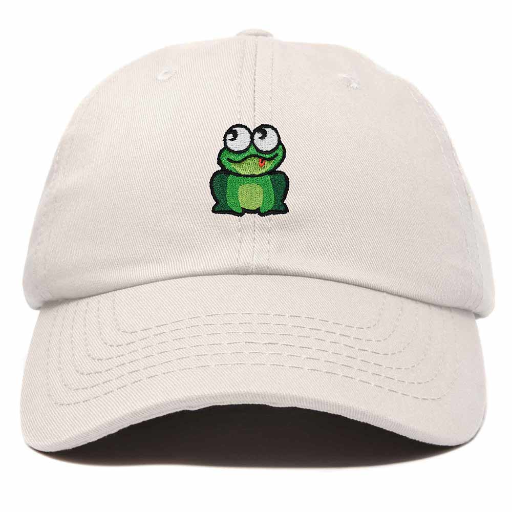 Dalix Frog Embroidered Womens Cotton Dad Hat Baseball Cap Adjustable in Beige