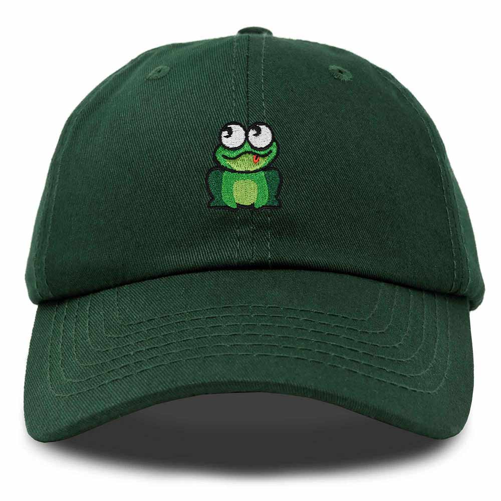 Dalix Frog Embroidered Womens Cotton Dad Hat Baseball Cap Adjustable in Dark Green