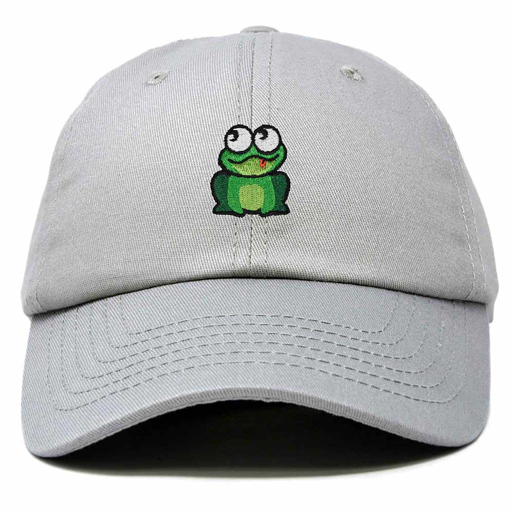 Dalix Frog Embroidered Womens Cotton Dad Hat Baseball Cap Adjustable in Gray
