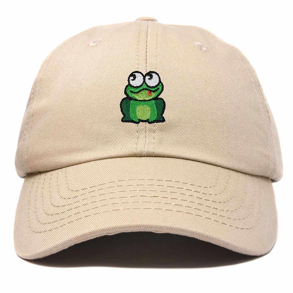 Dalix Frog Embroidered Womens Cotton Dad Hat Baseball Cap Adjustable in Khaki