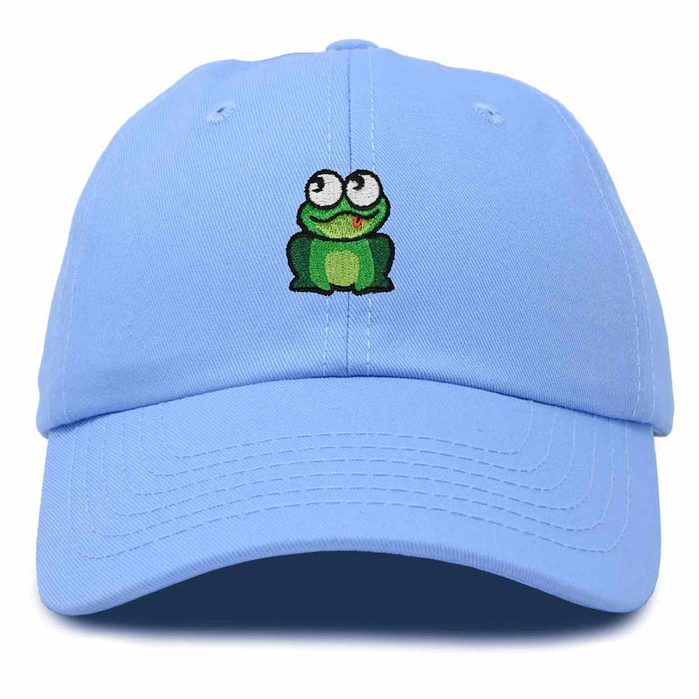 Dalix Frog Embroidered Womens Cotton Dad Hat Baseball Cap Adjustable in Light Blue