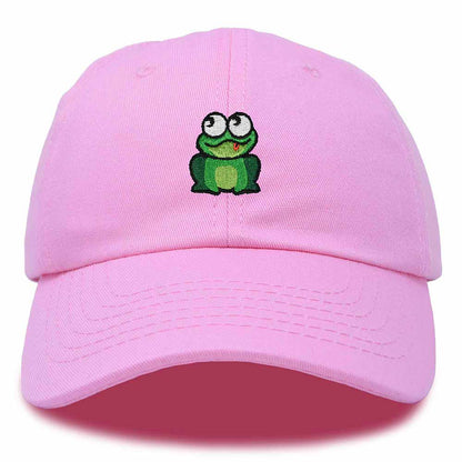 Dalix Frog Embroidered Womens Cotton Dad Hat Baseball Cap Adjustable in Light Pink