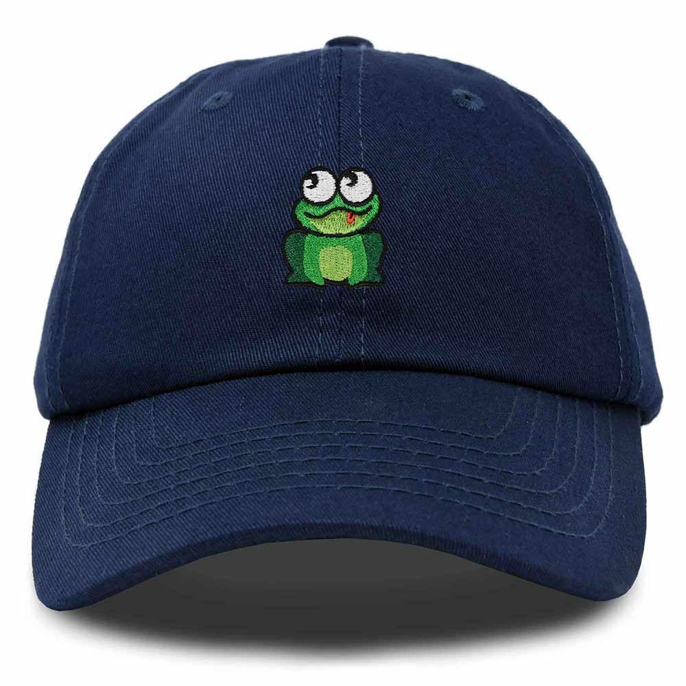 Dalix Frog Embroidered Womens Cotton Dad Hat Baseball Cap Adjustable in Navy Blue