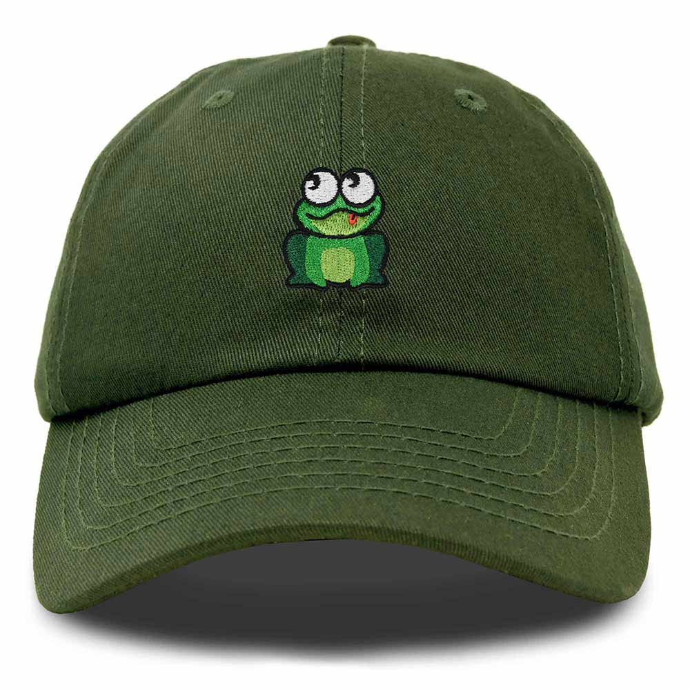 Dalix Frog Embroidered Womens Cotton Dad Hat Baseball Cap Adjustable in Olive
