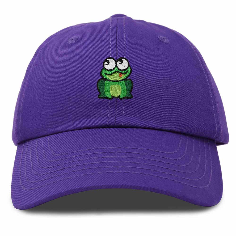 Dalix Frog Embroidered Womens Cotton Dad Hat Baseball Cap Adjustable in Purple