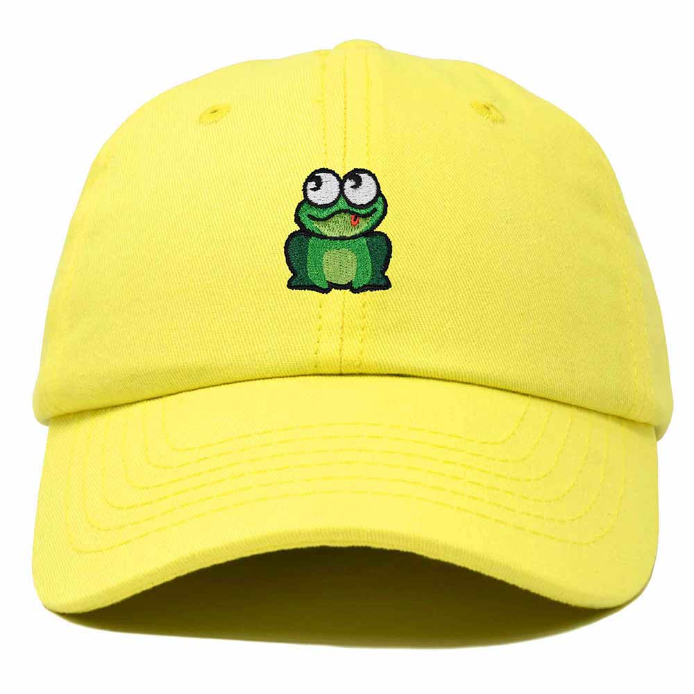 Dalix Frog Embroidered Womens Cotton Dad Hat Baseball Cap Adjustable in Yellow