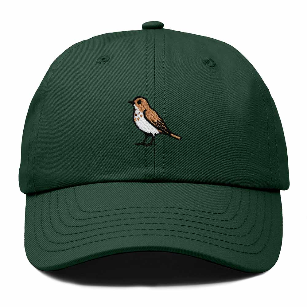 Dalix Hermit Thrush Vermont Embroidered Bird Cotton Baseball Cap Dad Hat Mens Womens Outdoor Summer in Dark Green
