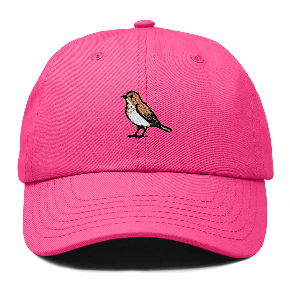 Dalix Hermit Thrush Vermont Embroidered Bird Cotton Baseball Cap Dad Hat Mens Womens Outdoor Summer in Hot Pink