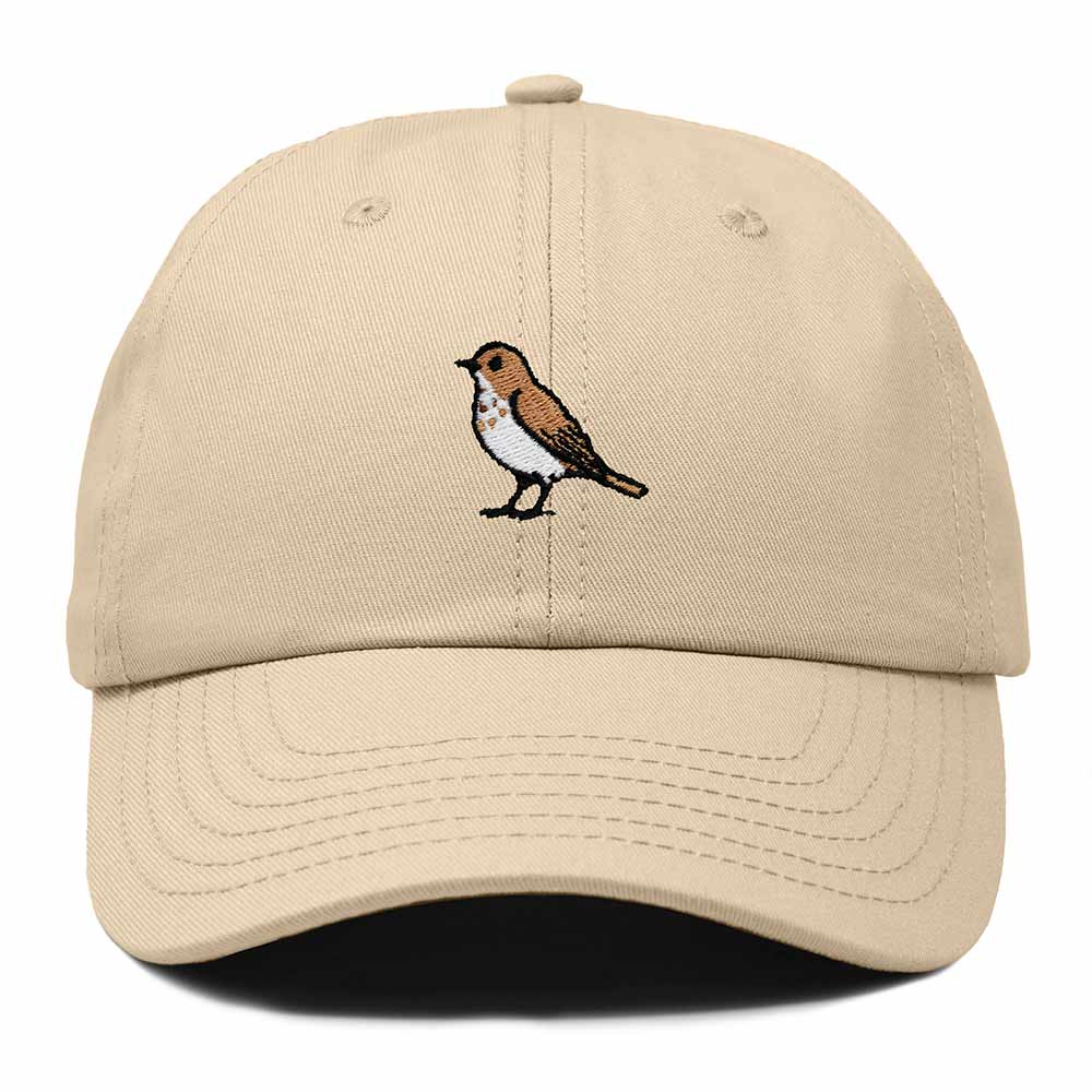 Dalix Hermit Thrush Vermont Embroidered Bird Cotton Baseball Cap Dad Hat Mens Womens Outdoor Summer in Khaki