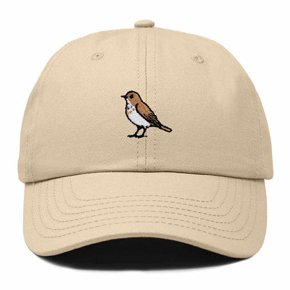Dalix Hermit Thrush Vermont Embroidered Bird Cotton Baseball Cap Dad Hat Mens Womens Outdoor Summer in Khaki