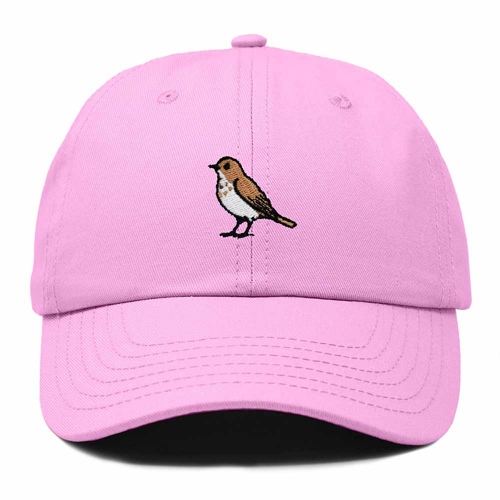 Dalix Hermit Thrush Vermont Embroidered Bird Cotton Baseball Cap Dad Hat Mens Womens Outdoor Summer in Light Pink