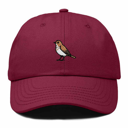 Dalix Hermit Thrush Vermont Embroidered Bird Cotton Baseball Cap Dad Hat Mens Womens Outdoor Summer in Maroon