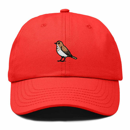 Dalix Hermit Thrush Vermont Embroidered Bird Cotton Baseball Cap Dad Hat Mens Womens Outdoor Summer in Red