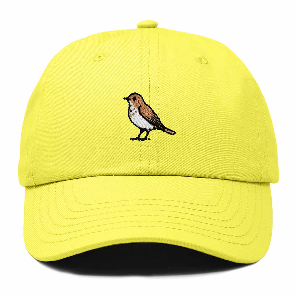 Dalix Hermit Thrush Vermont Embroidered Bird Cotton Baseball Cap Dad Hat Mens Womens Outdoor Summer in Yellow