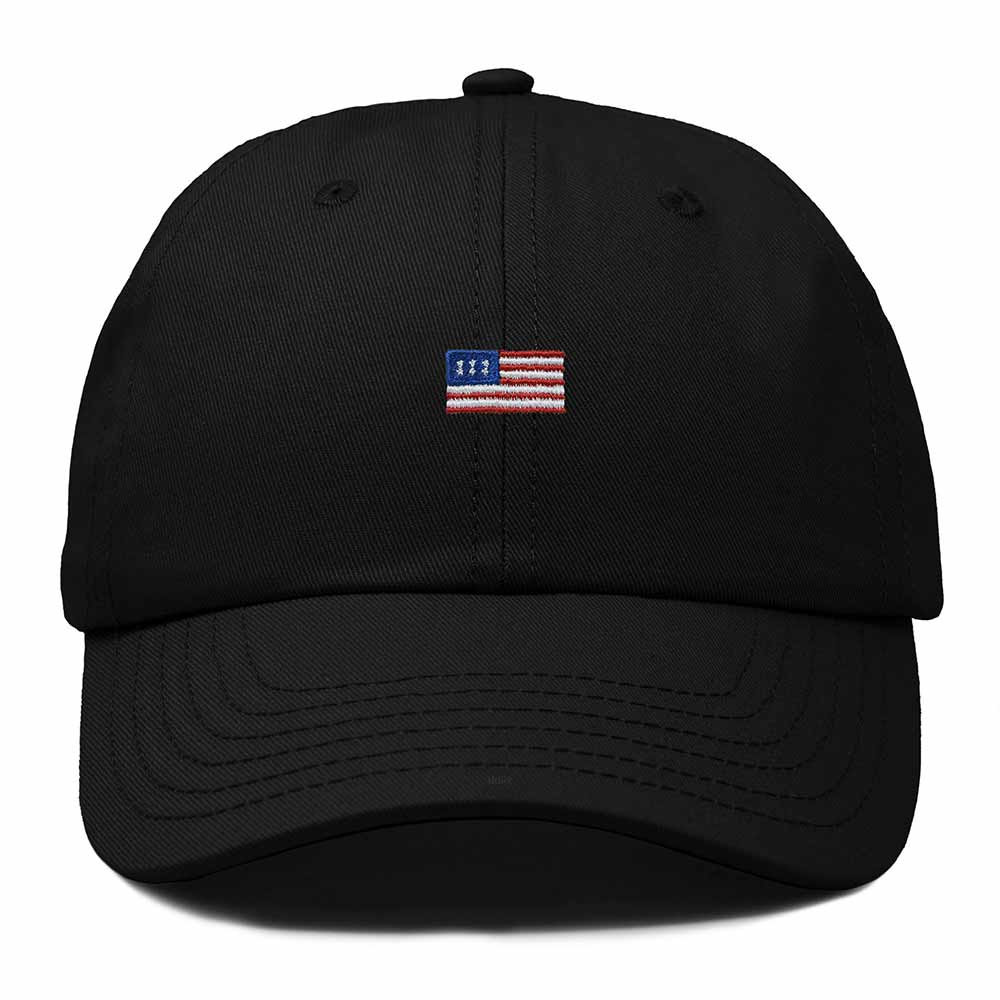 Dalix USA Flag Embroidered Dad Hat Adjustable Cotton Baseball Cap Unstructured Low Profile Everyday Americana Hat in Black
