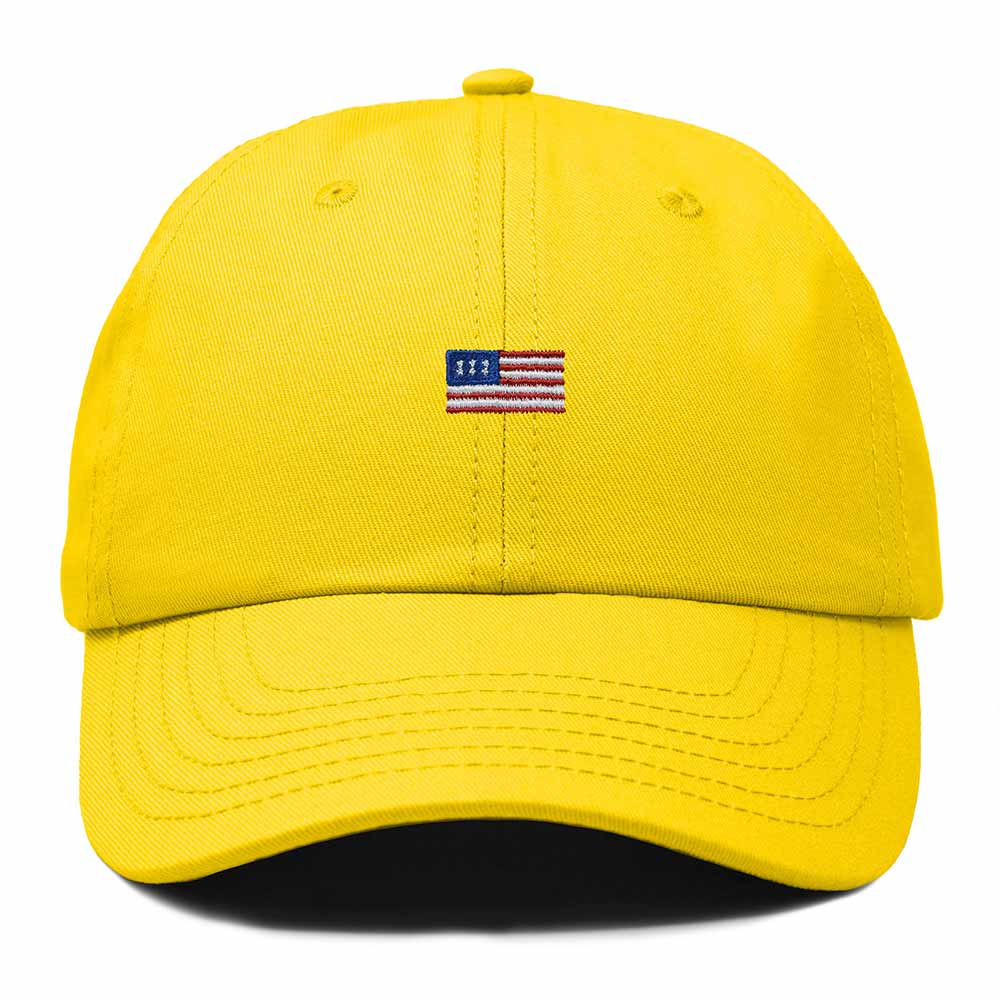 Dalix USA Flag Embroidered Dad Hat Adjustable Cotton Baseball Cap Unstructured Low Profile Everyday Americana Hat in Gold