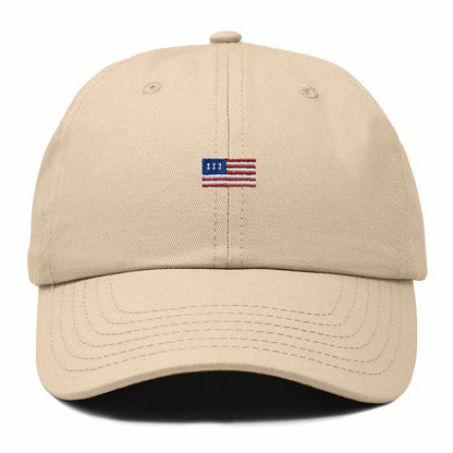Dalix USA Flag Embroidered Dad Hat Adjustable Cotton Baseball Cap Unstructured Low Profile Everyday Americana Hat in Khaki