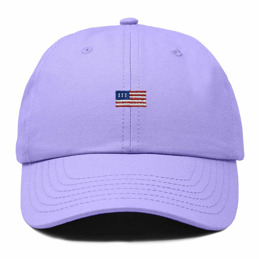 Dalix USA Flag Embroidered Dad Hat Adjustable Cotton Baseball Cap Unstructured Low Profile Everyday Americana Hat in Lavender