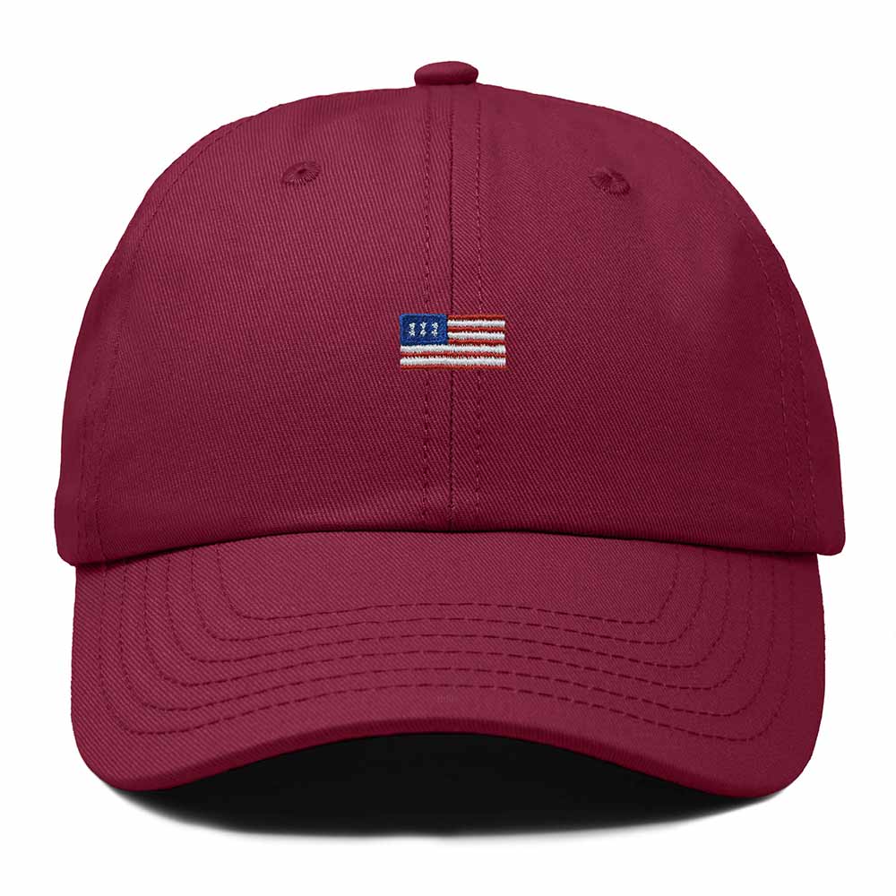 Dalix USA Flag Embroidered Dad Hat Adjustable Cotton Baseball Cap Unstructured Low Profile Everyday Americana Hat in Maroon